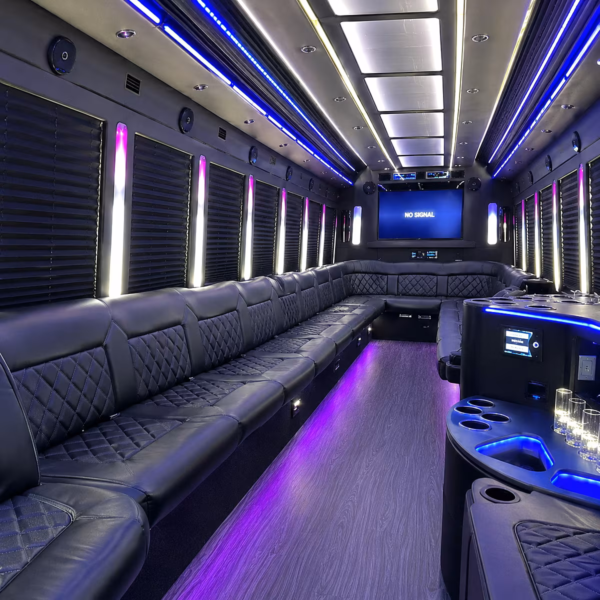 castle rock 30 passenger party bus inside
