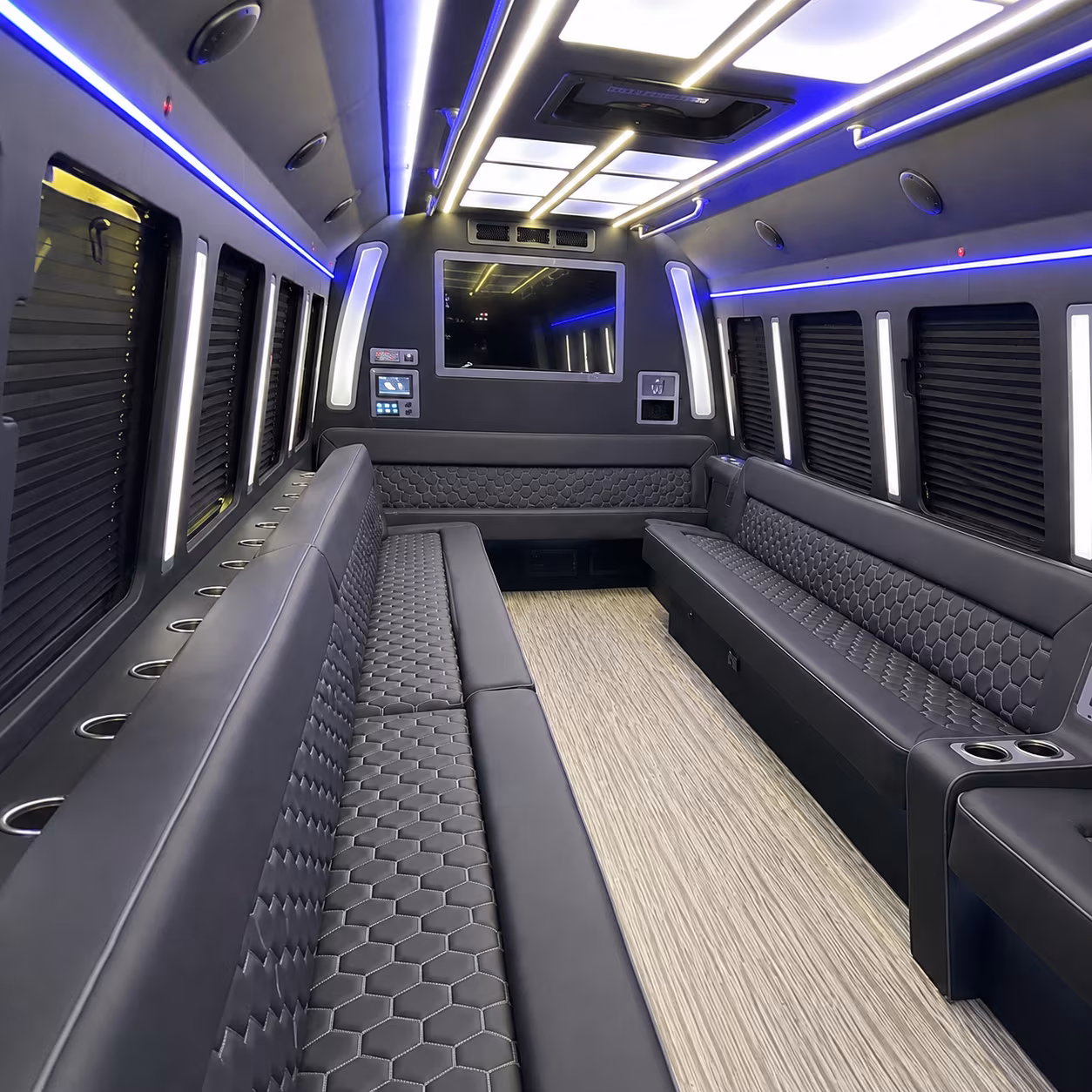 castle rock 40 passenger party bus inside