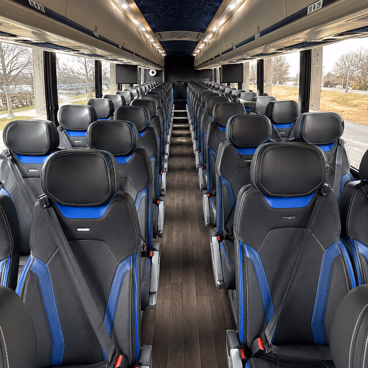 castle rock charter bus rental inside