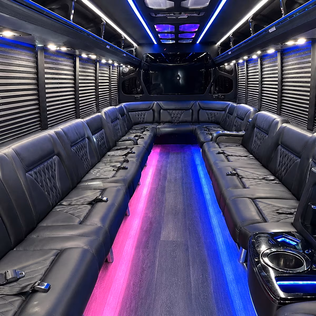 castle rock party bus rental interior